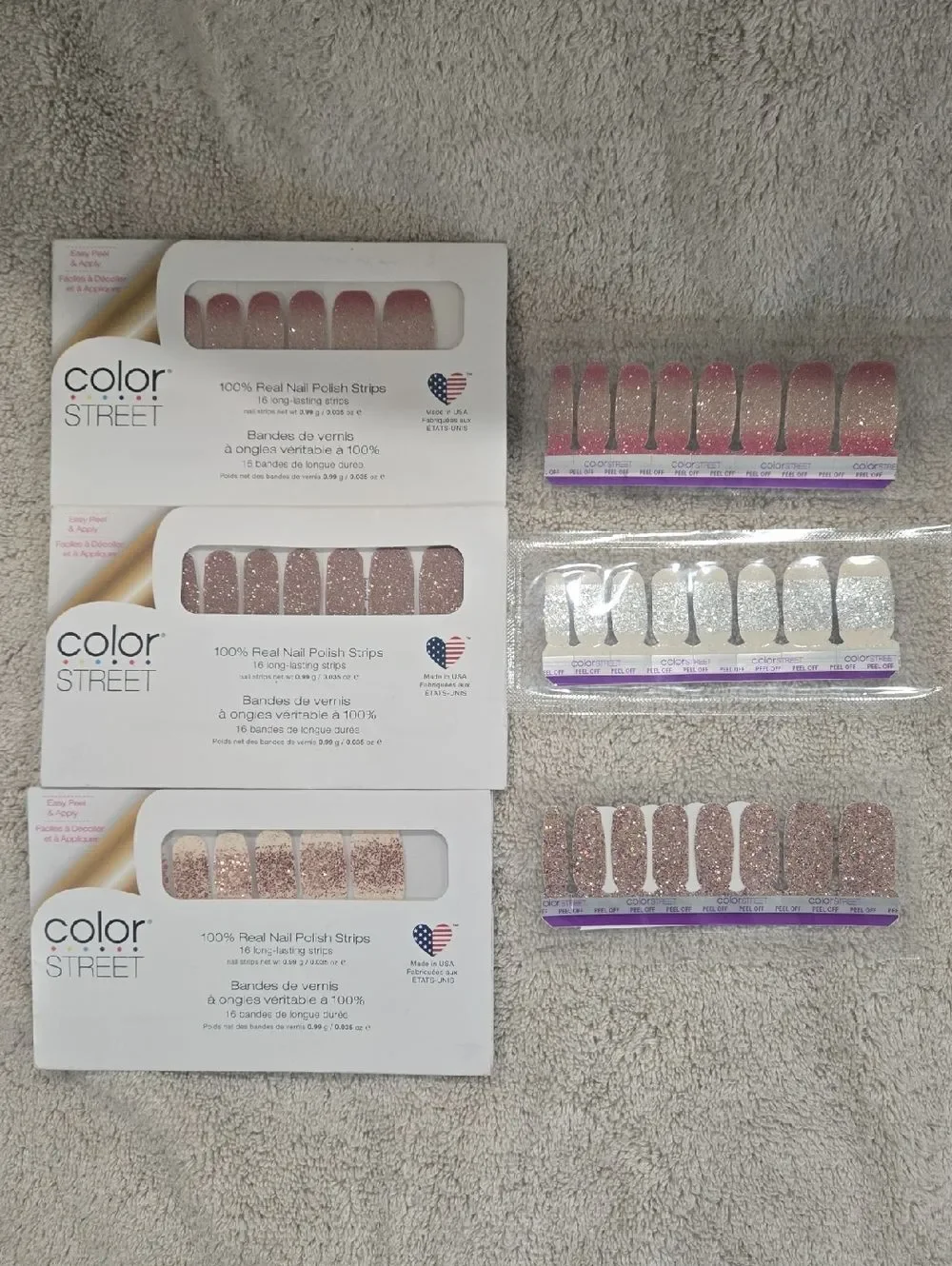 Color Street Glitter Nail Polish Strips, Set Of 6